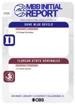Duke Basedball Script MBB: Duke at Florida State (Saturday 1/3, 3:45pm ET, CBS) Pregame & In ...